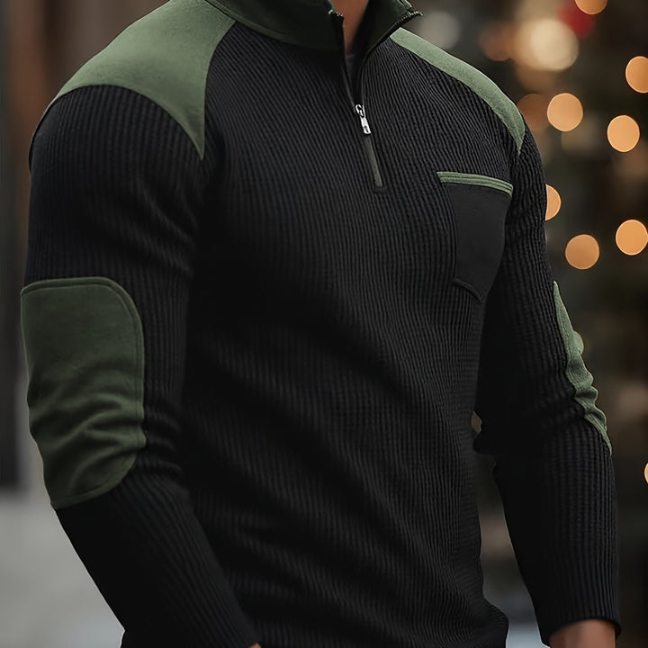 Rory | Textured color-Block Quarter-Zip Pullover