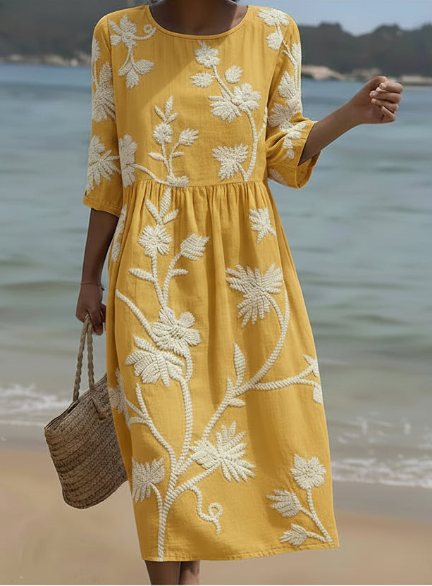 Lauren | Elegant Round Neck Floral Dress
