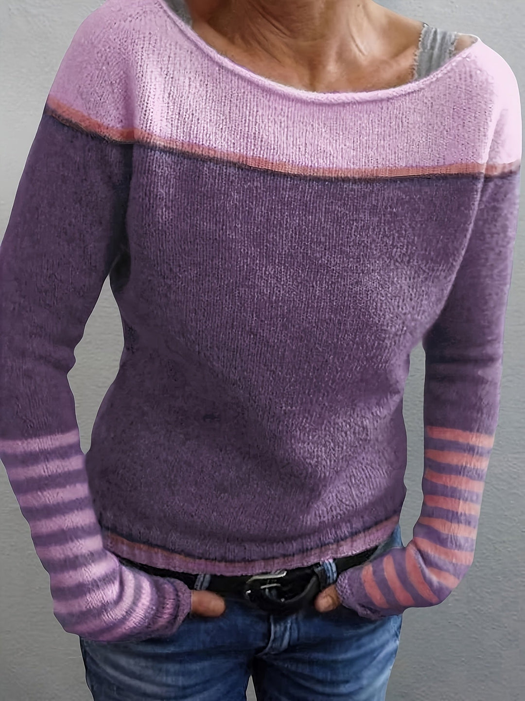 Francesca | color-Block Boat Neck Sweater
