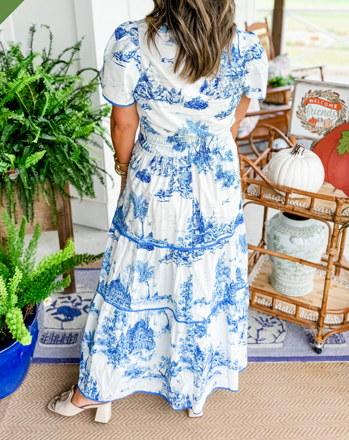 Eliza | Classic Toile Maxi Dress
