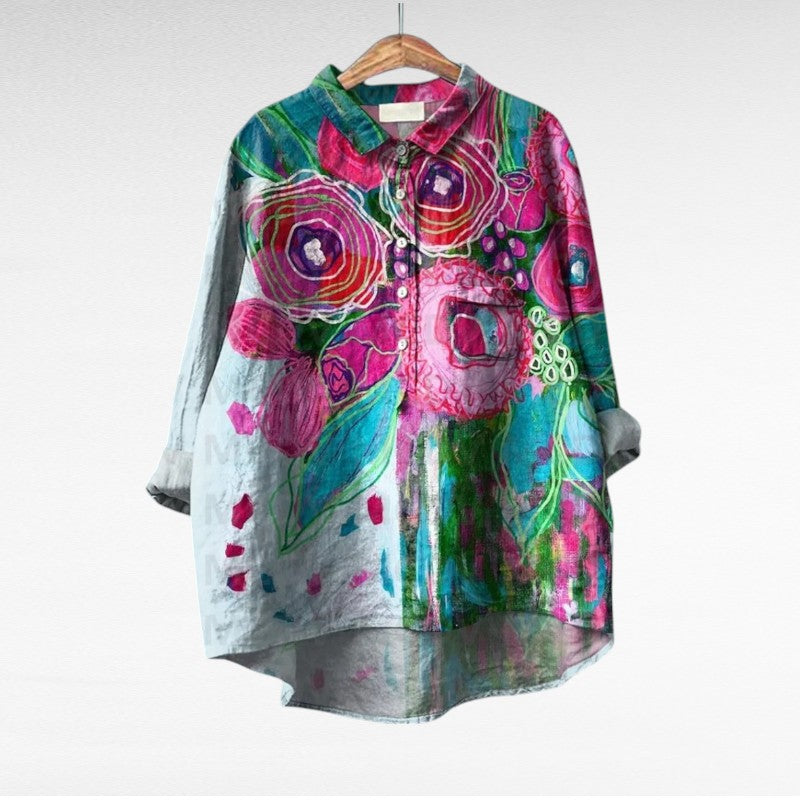 Colleen | Classic Multicolor Long Sleeve Blouse