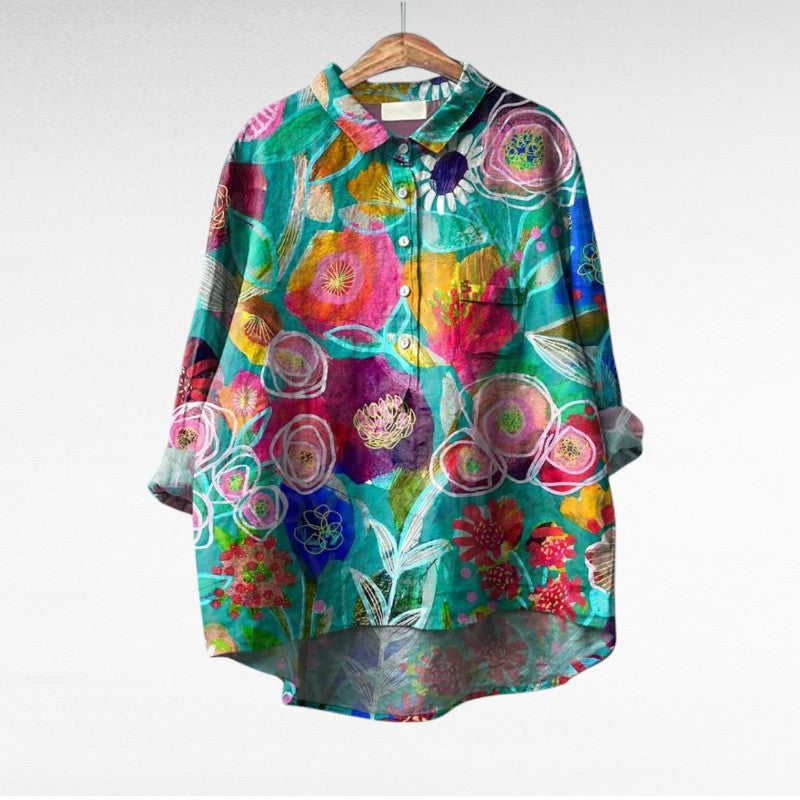 Colleen | Classic Multicolor Long Sleeve Blouse