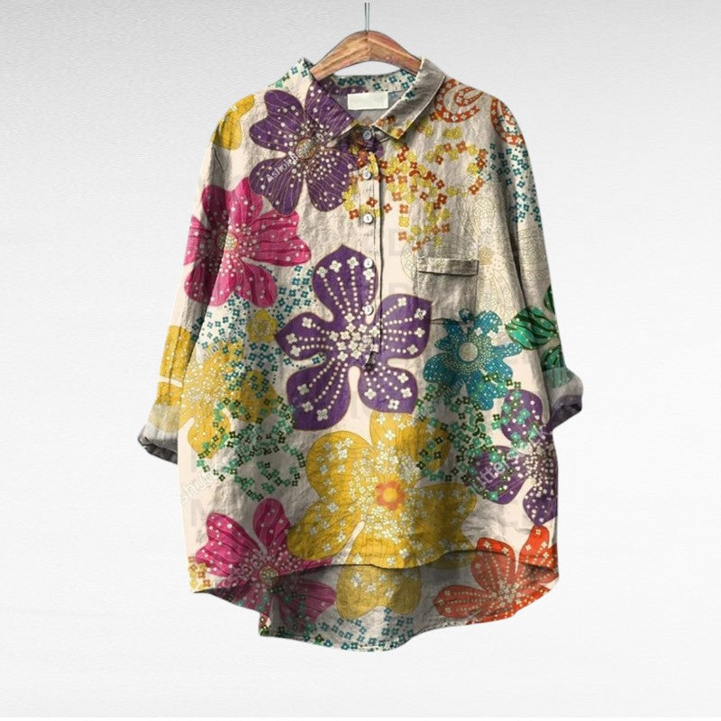 Colleen | Classic Multicolor Long Sleeve Blouse