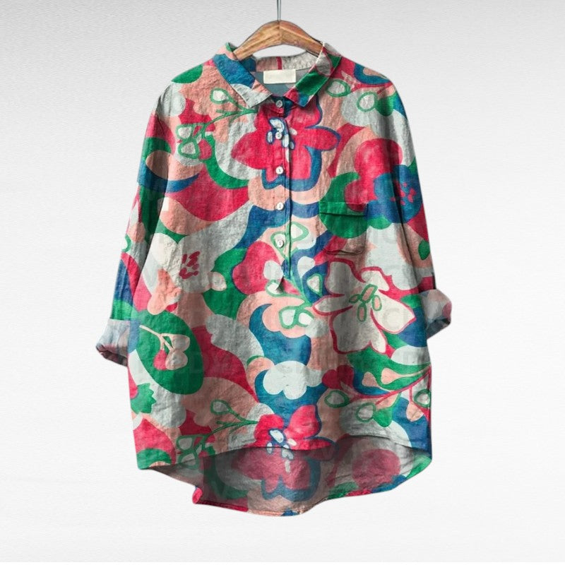 Colleen | Classic Multicolor Long Sleeve Blouse