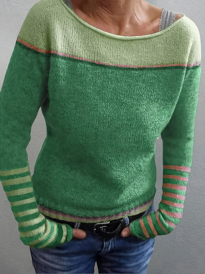 Francesca | color-Block Boat Neck Sweater
