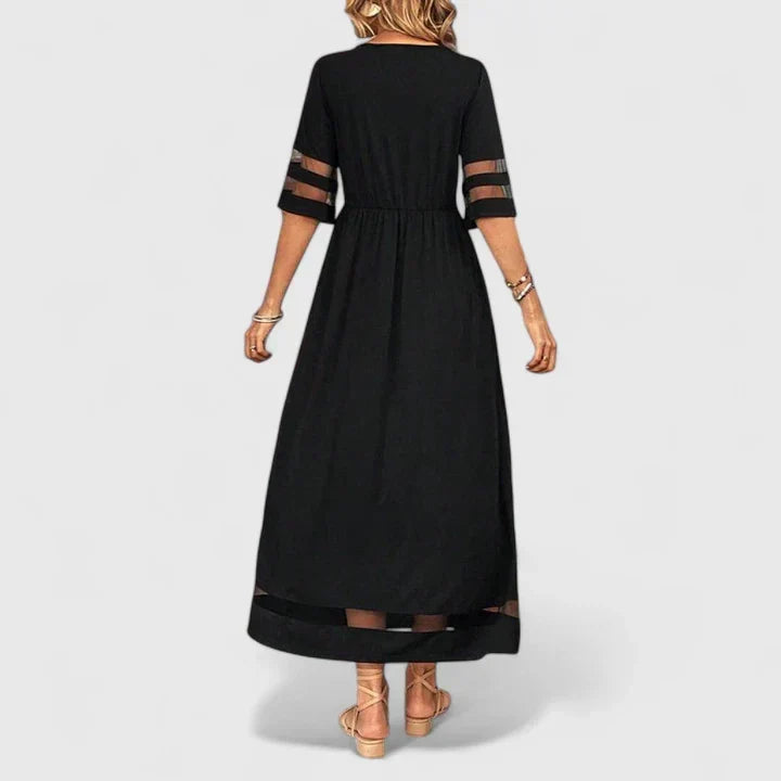 Portia | Elegant Round Neck Mid Sleeve Dress