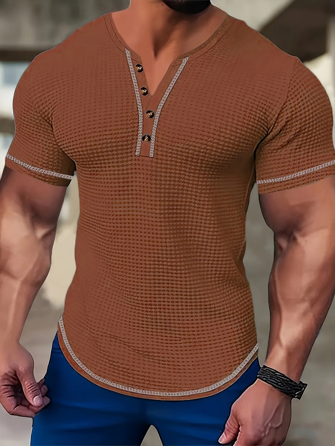 Vaughn | Textured Short Sleeve Henley Shirt