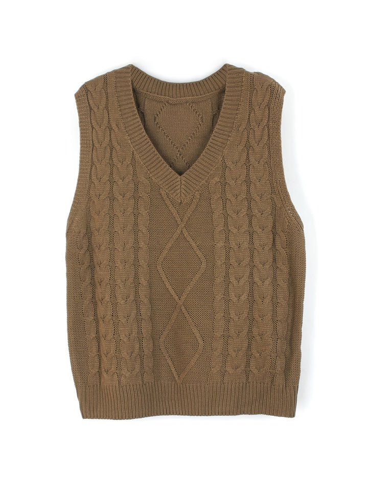 Cora | Cozy Cable-Knit V-Neck Sweater Vest