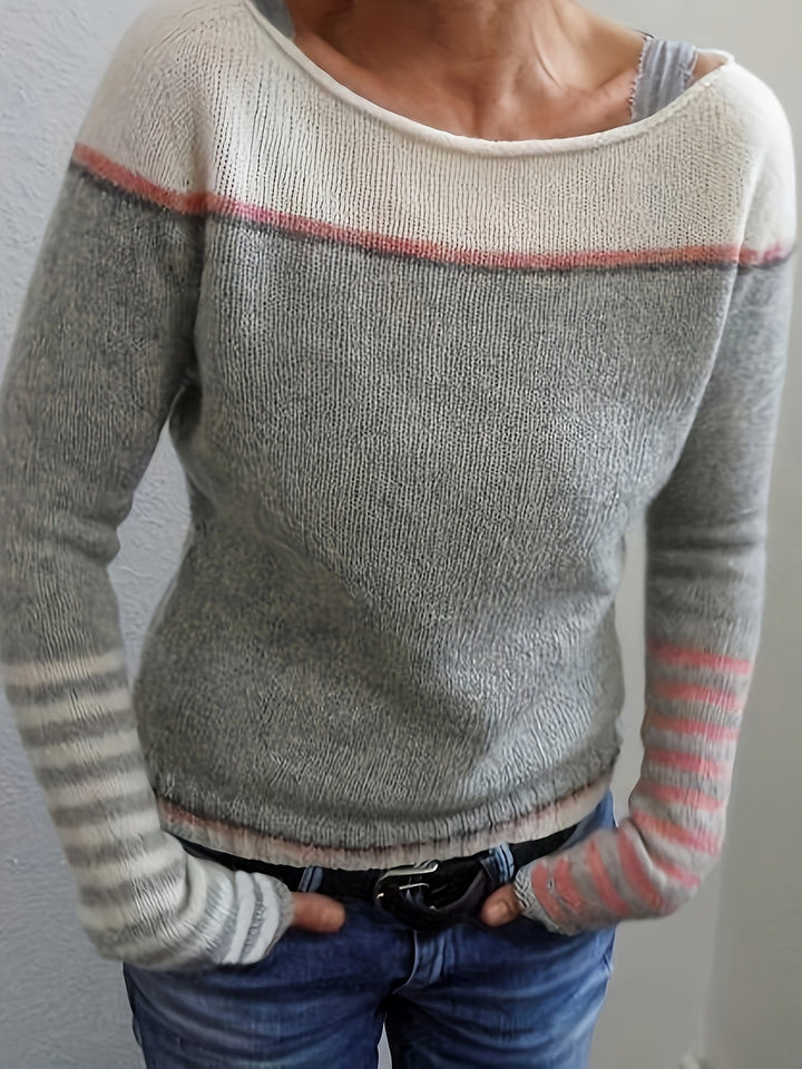 Francesca | color-Block Boat Neck Sweater
