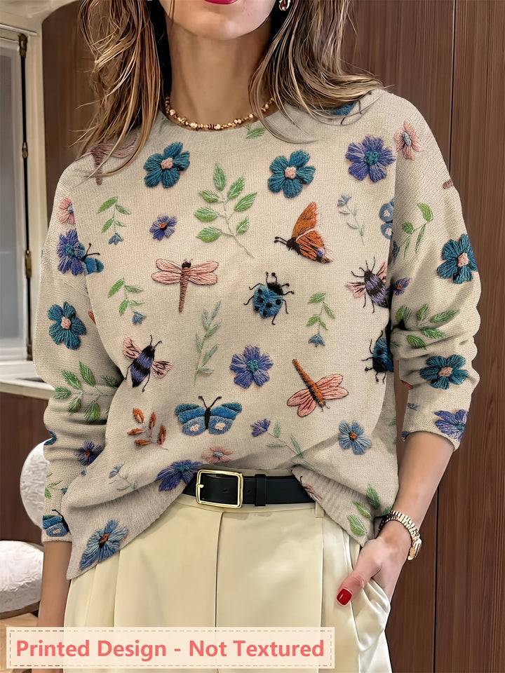Elsie | Botanical Print Crewneck Sweater