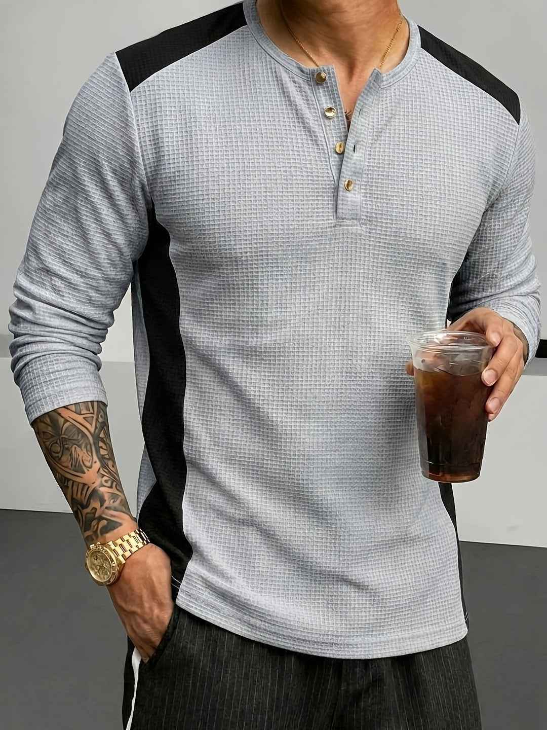 Curtis | Textured Long-Sleeve Henley