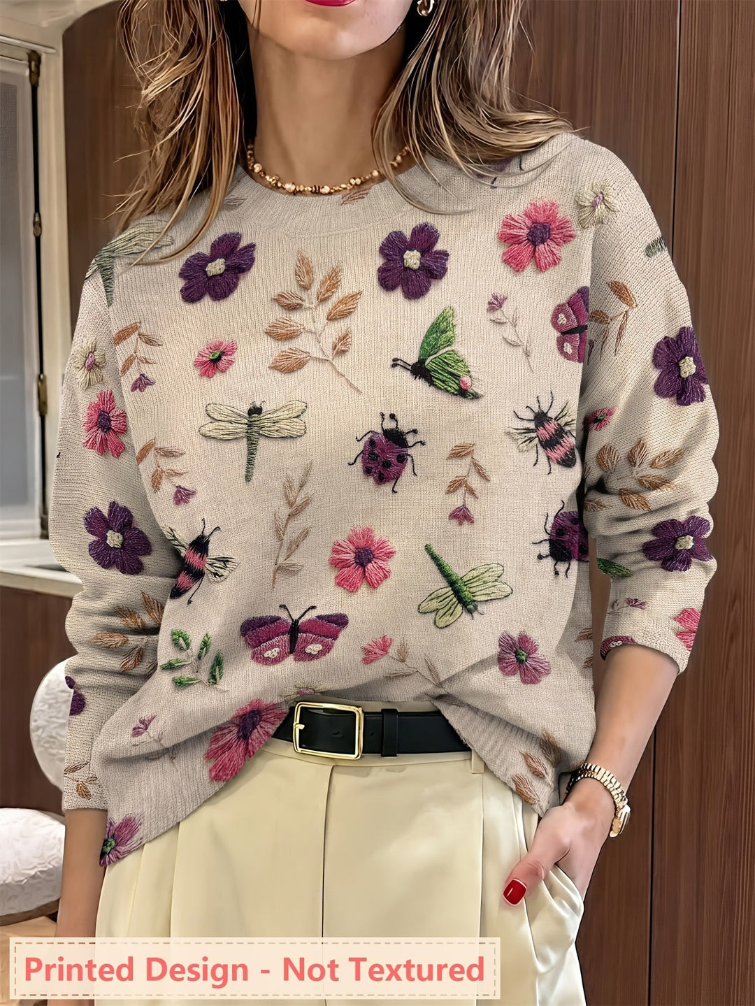 Elsie | Botanical Print Crewneck Sweater