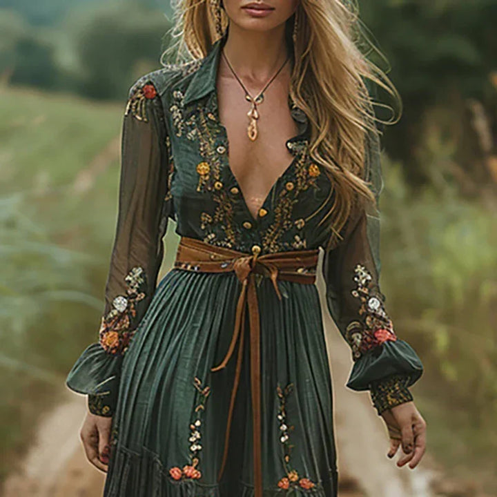 Rosetta | Embroidered Bohemian Maxi Dress