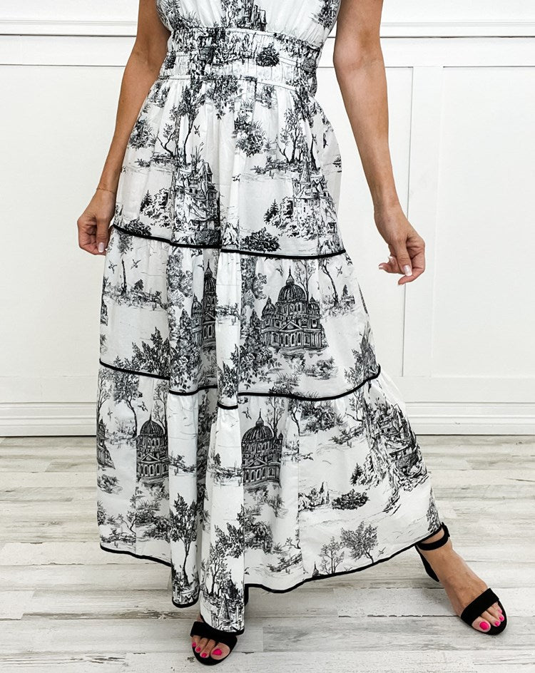 Eliza | Classic Toile Maxi Dress
