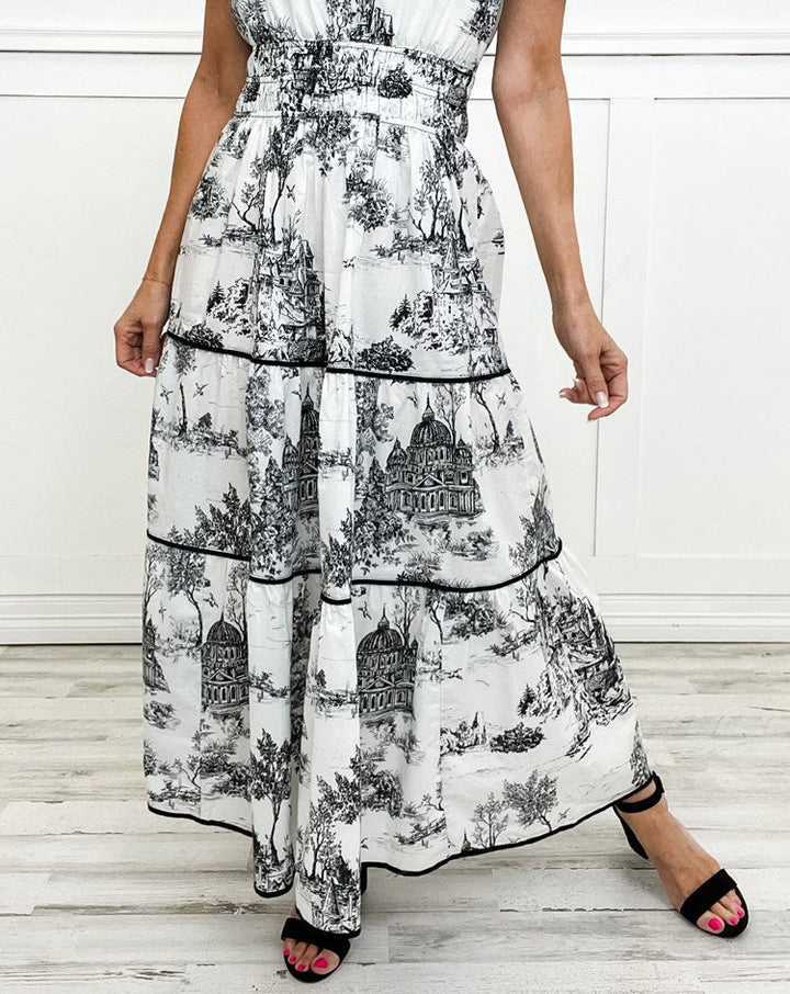 Eliza | Classic Toile Maxi Dress