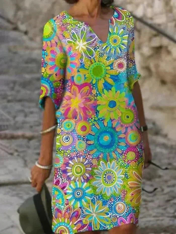 Harper | Elegant Vibrant Floral Midi Dress