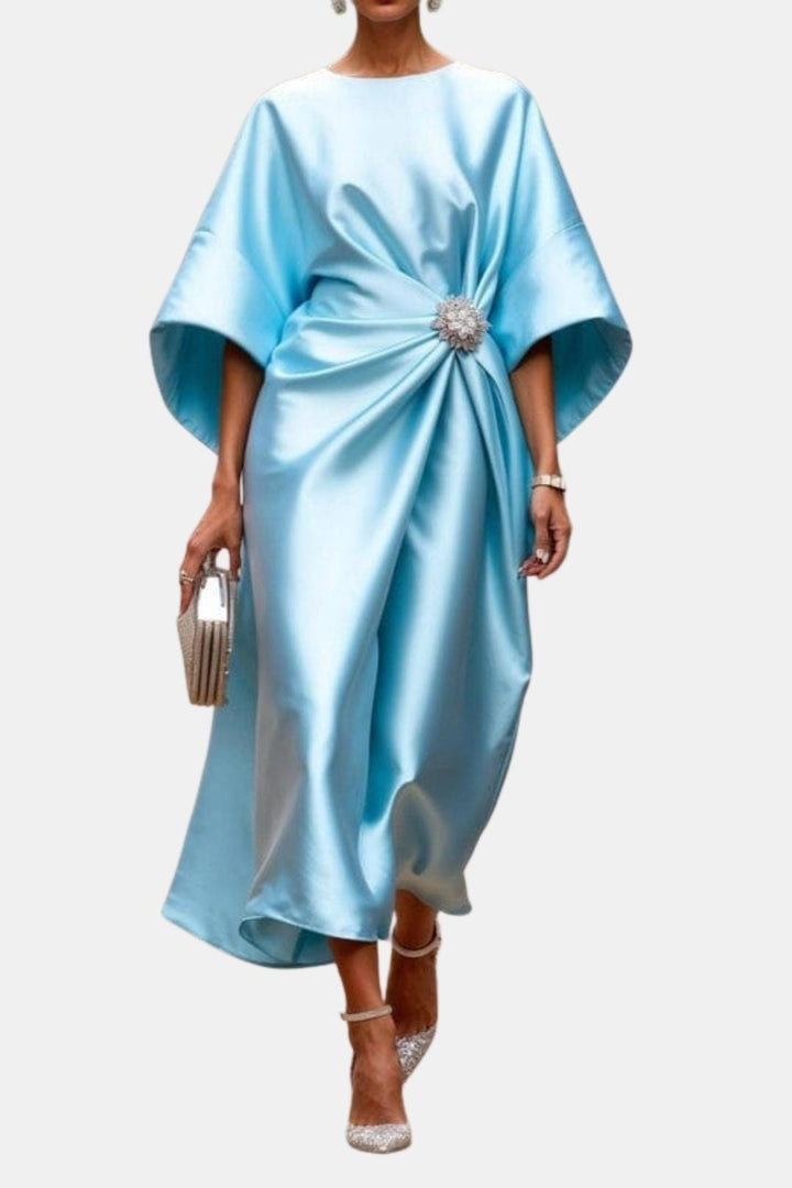 Naomi - Elegant Wide Sleeve Satin Dress