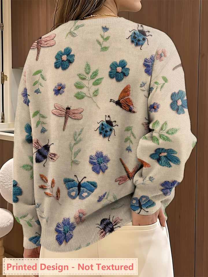 Elsie | Botanical Print Crewneck Sweater