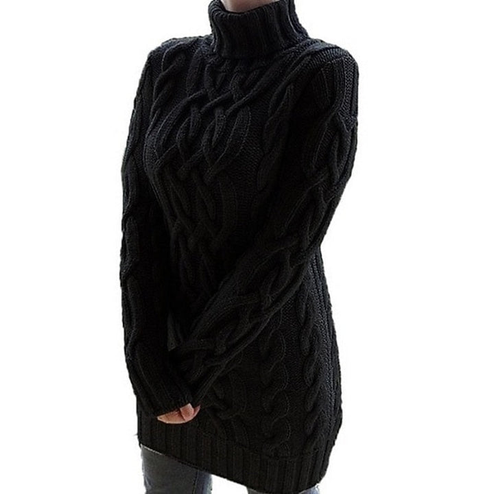 Thea | Cable-Textured Turtleneck Sweater Dress