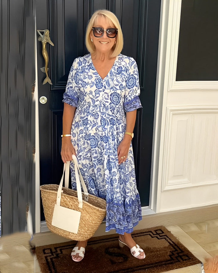 Keisha | Graceful V-Neck Floral Dress