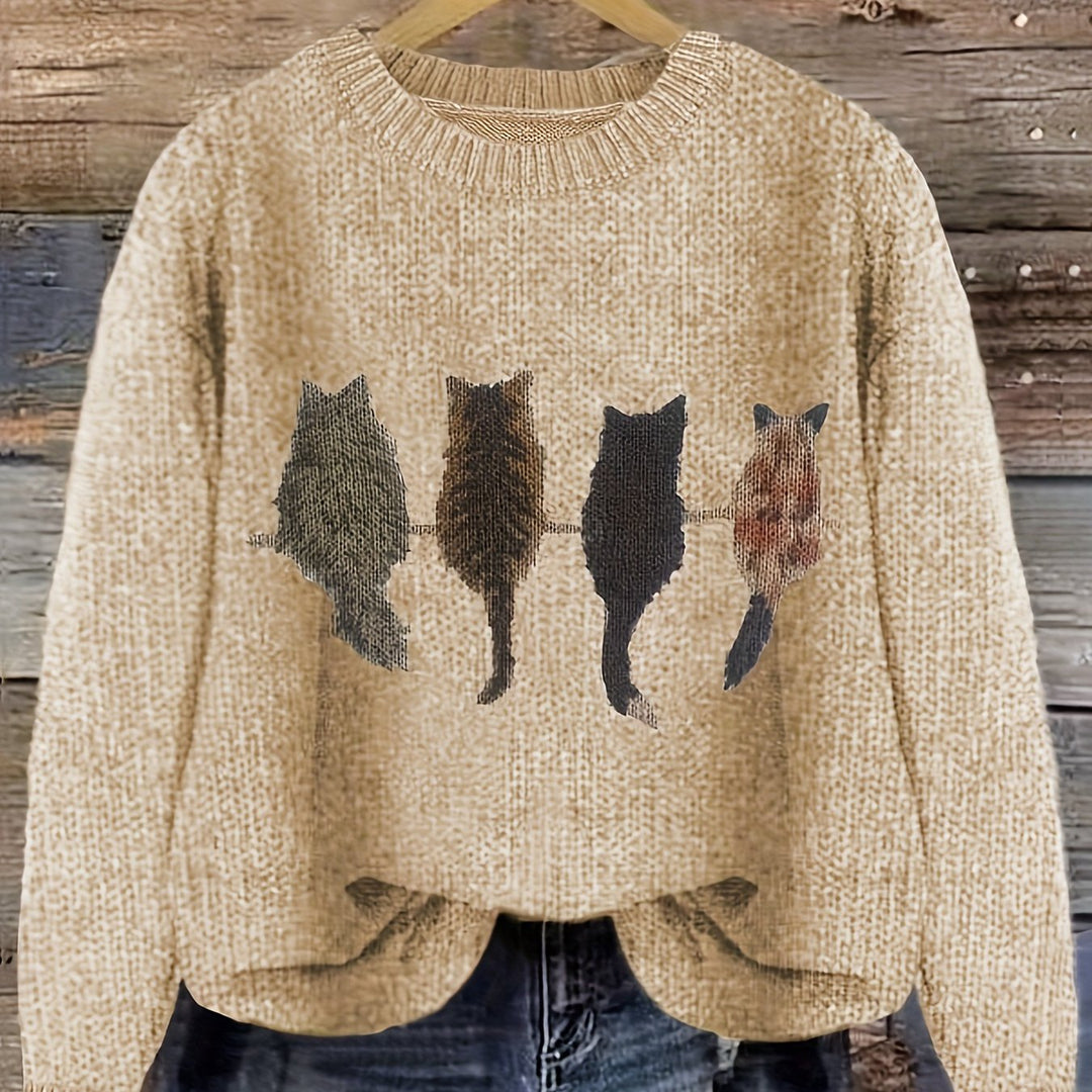 Tamara | Cozy Cat-Print Sweater
