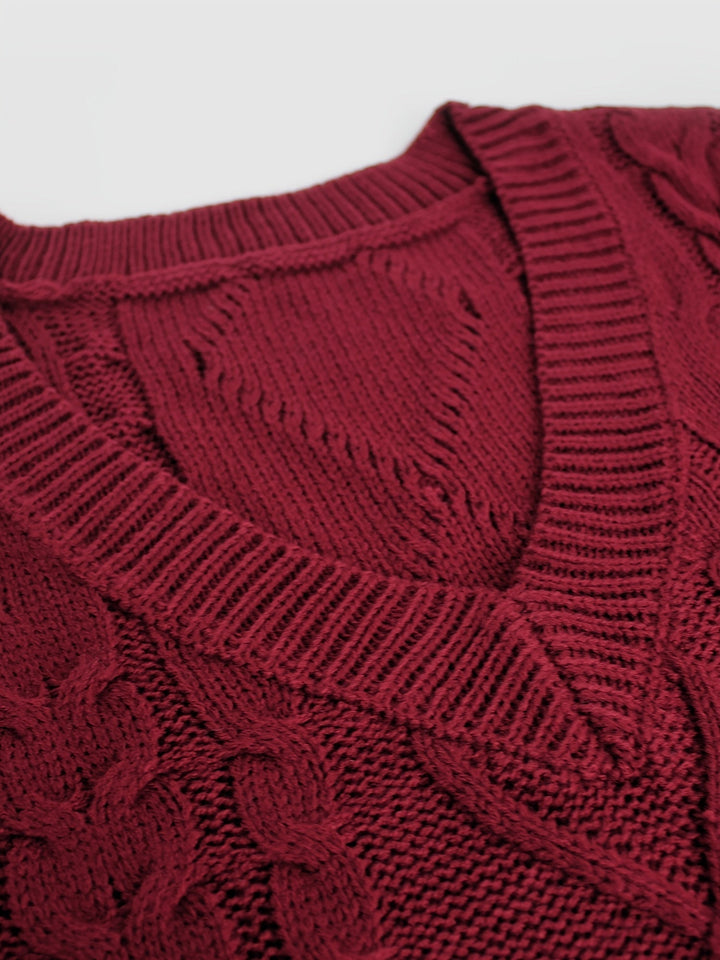 Cora | Cozy Cable-Knit V-Neck Sweater Vest