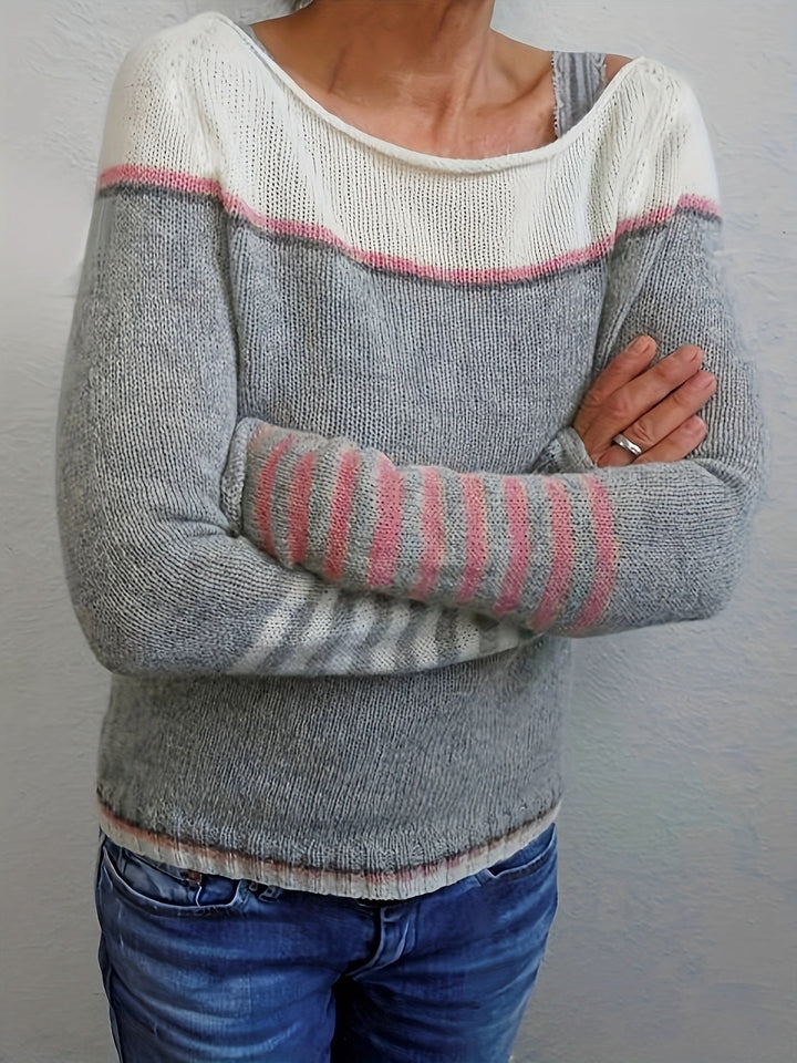 Francesca | color-Block Boat Neck Sweater