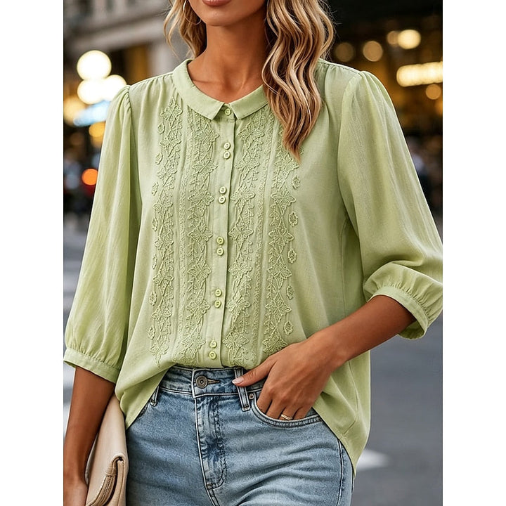 Paige | Embroidered Peter Pan Collar Blouse