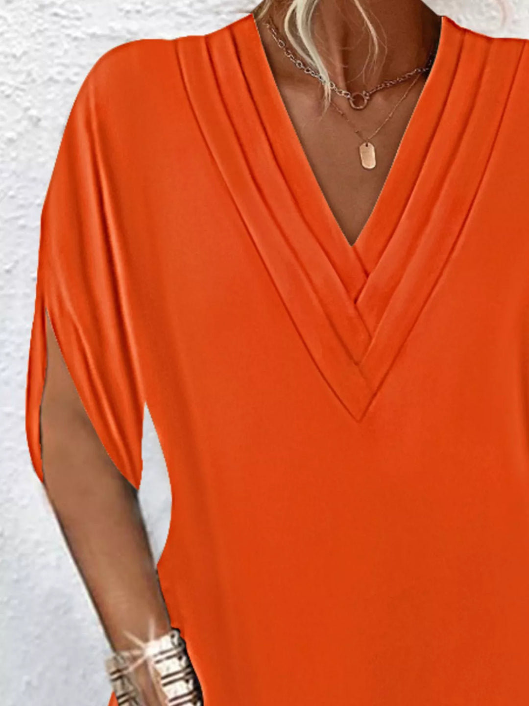 Emery | V-Neck Slit Sleeve Mini Dress