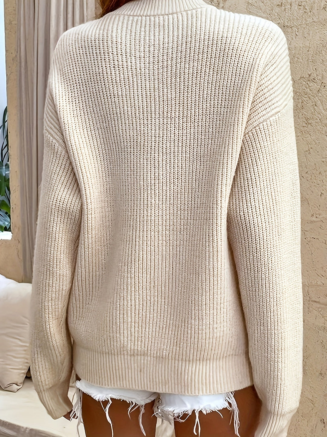 Cecilia | Ribbed Henley Sweater