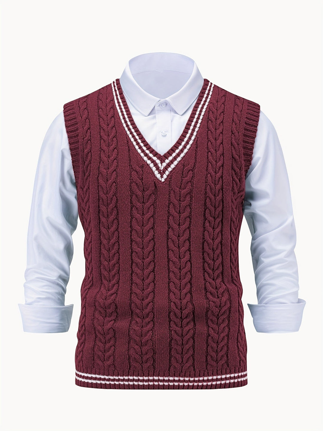 Gideon | Cable-Knit V-Neck Sweater Vest