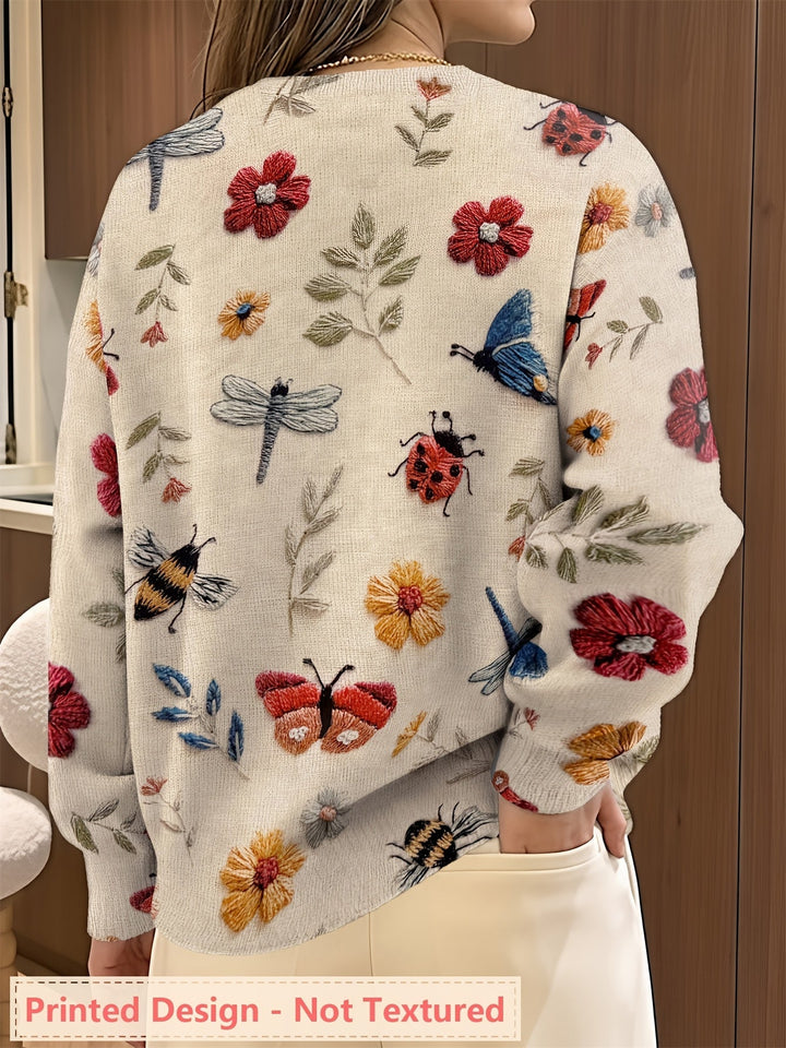 Elsie | Botanical Print Crewneck Sweater