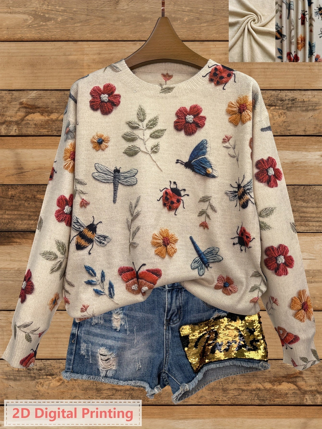 Elsie | Botanical Print Crewneck Sweater
