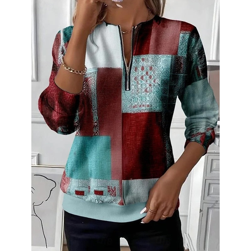 Annabel | Half-Zip color Block Sweatshirt