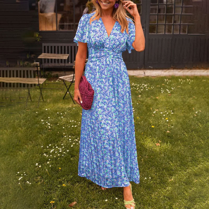 Emily | Classic V-Neck Floral Dress